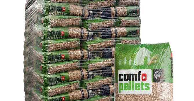 Sacs de pellets Confo Pellets sur une palette
